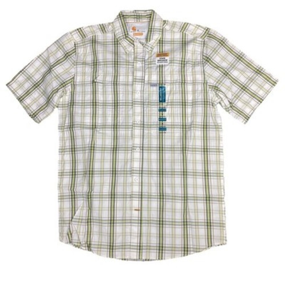 New Carhartt Men’s Force Mandan Plaid Work Shirt M FastDry Vented UPF Utility